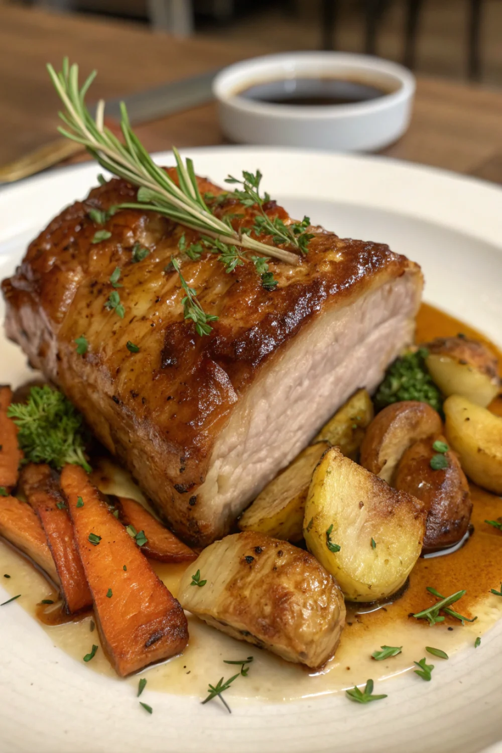 Échine de porc caramélisée au four