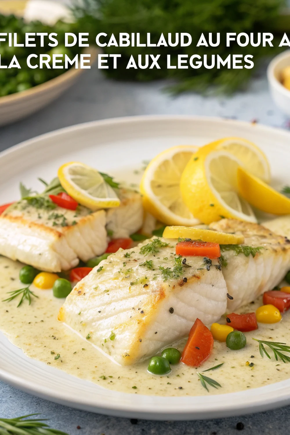 Filets de Cabillaud au Four à la Crème et aux Légumes
