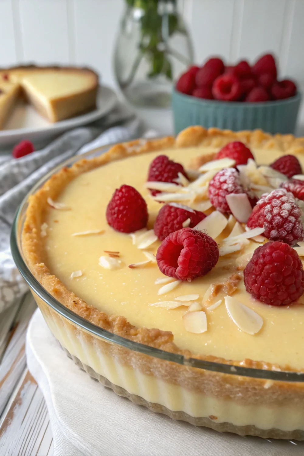 Flan pâtissier noix de coco framboises