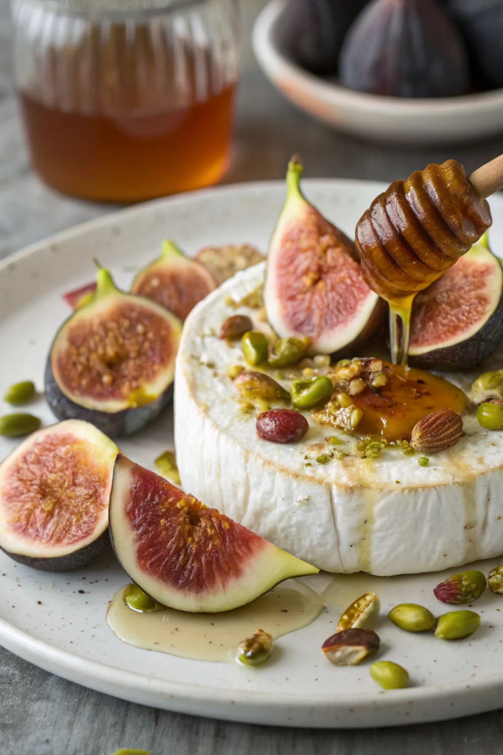 Fromage chèvre miel figues pistaches