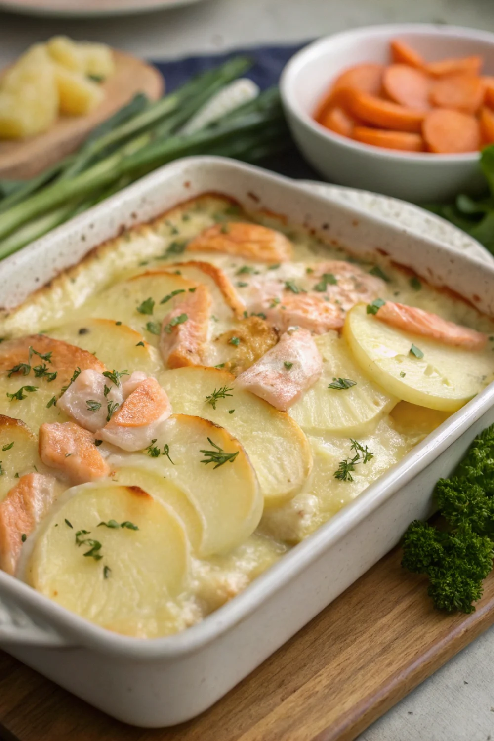 Gratin de Pommes de Terre, Saumon et Sauce Béchamel