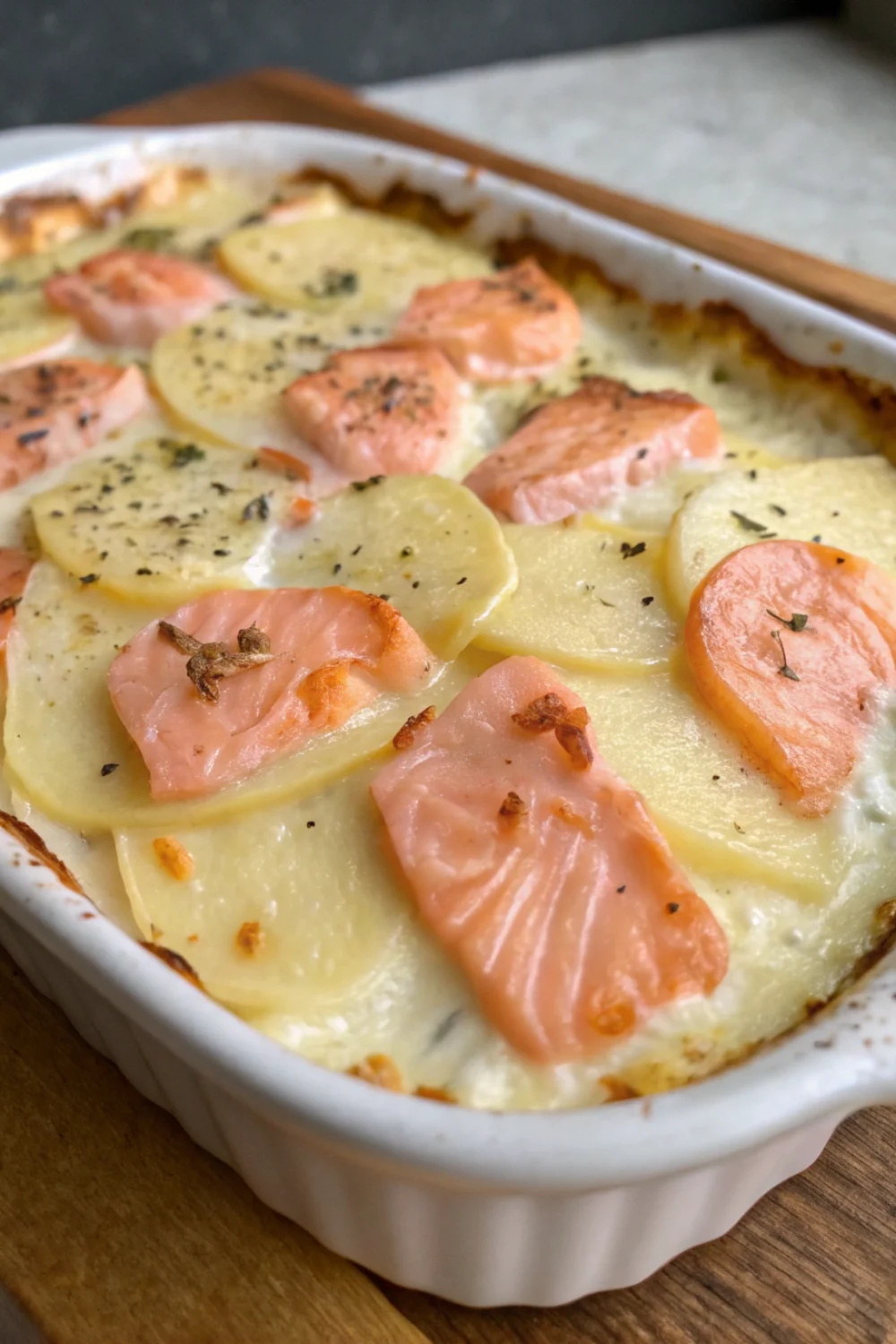Gratin pommes terre saumon béchamel