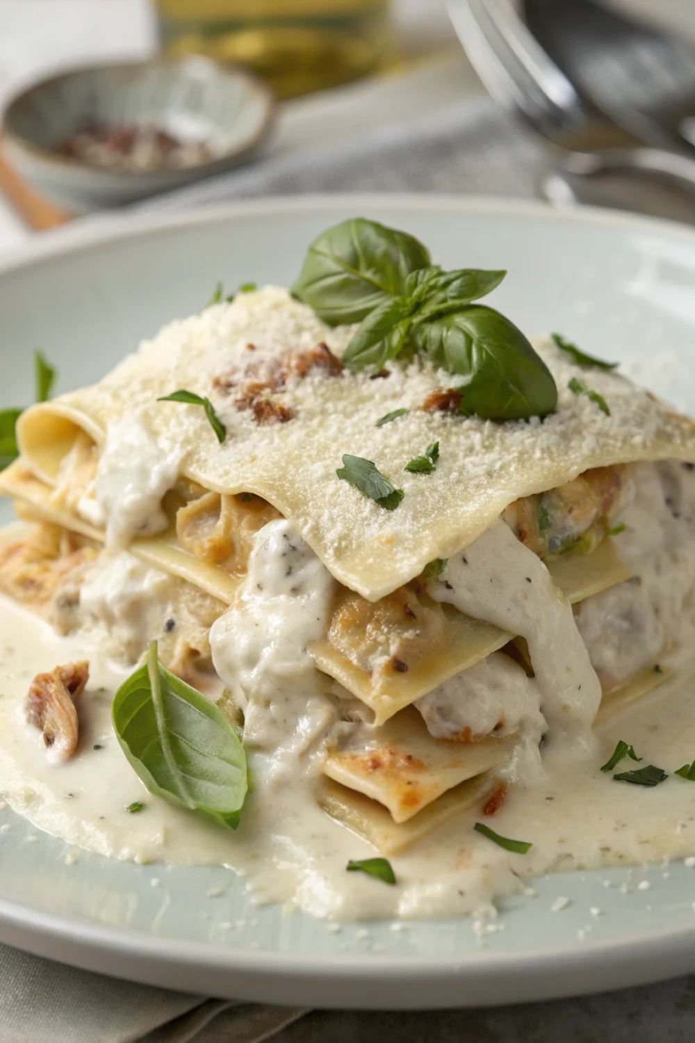Lasagnes Fondantes au Poulet et Sauce Blanche Crémeuse