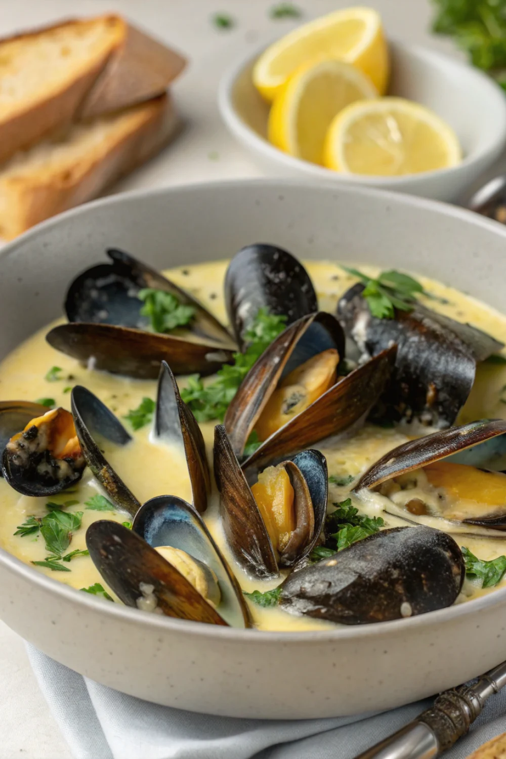 Moules à la crème d’ail