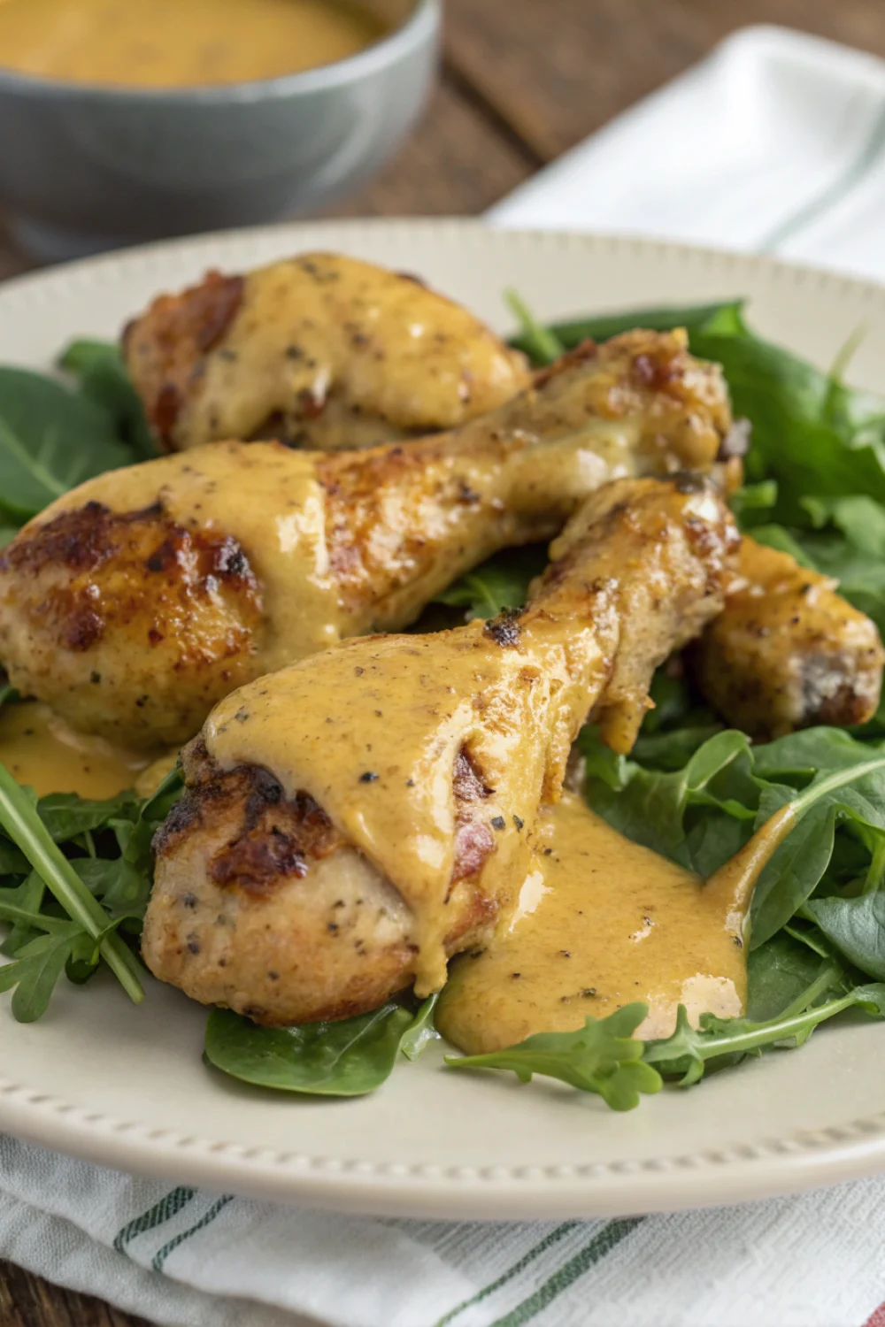 Pilons de poulet crème moutarde miel