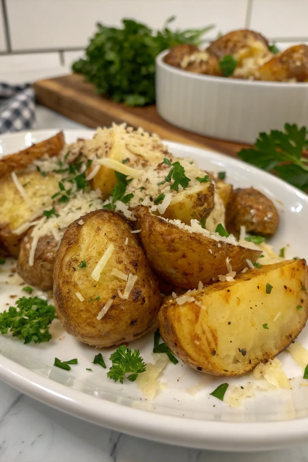 Pommes de Terre Cuites à l'Ail et au Parmesan