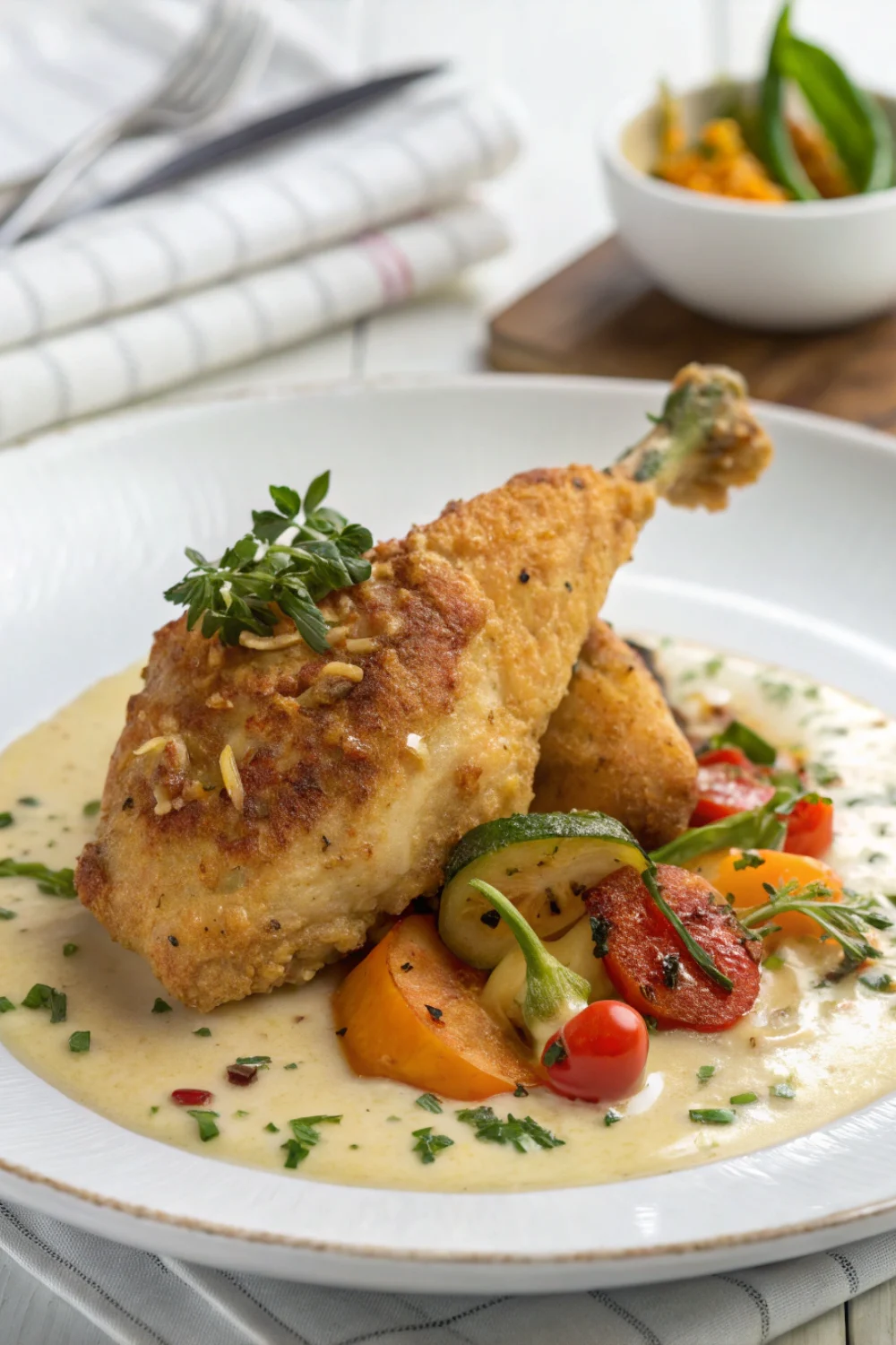 Poulet Croustillant à l'Ancienne avec Sauce Crémeuse