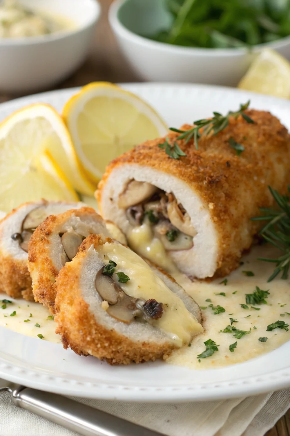 Poulet Roulé aux Champignons et Coeur de Fromage Fondant