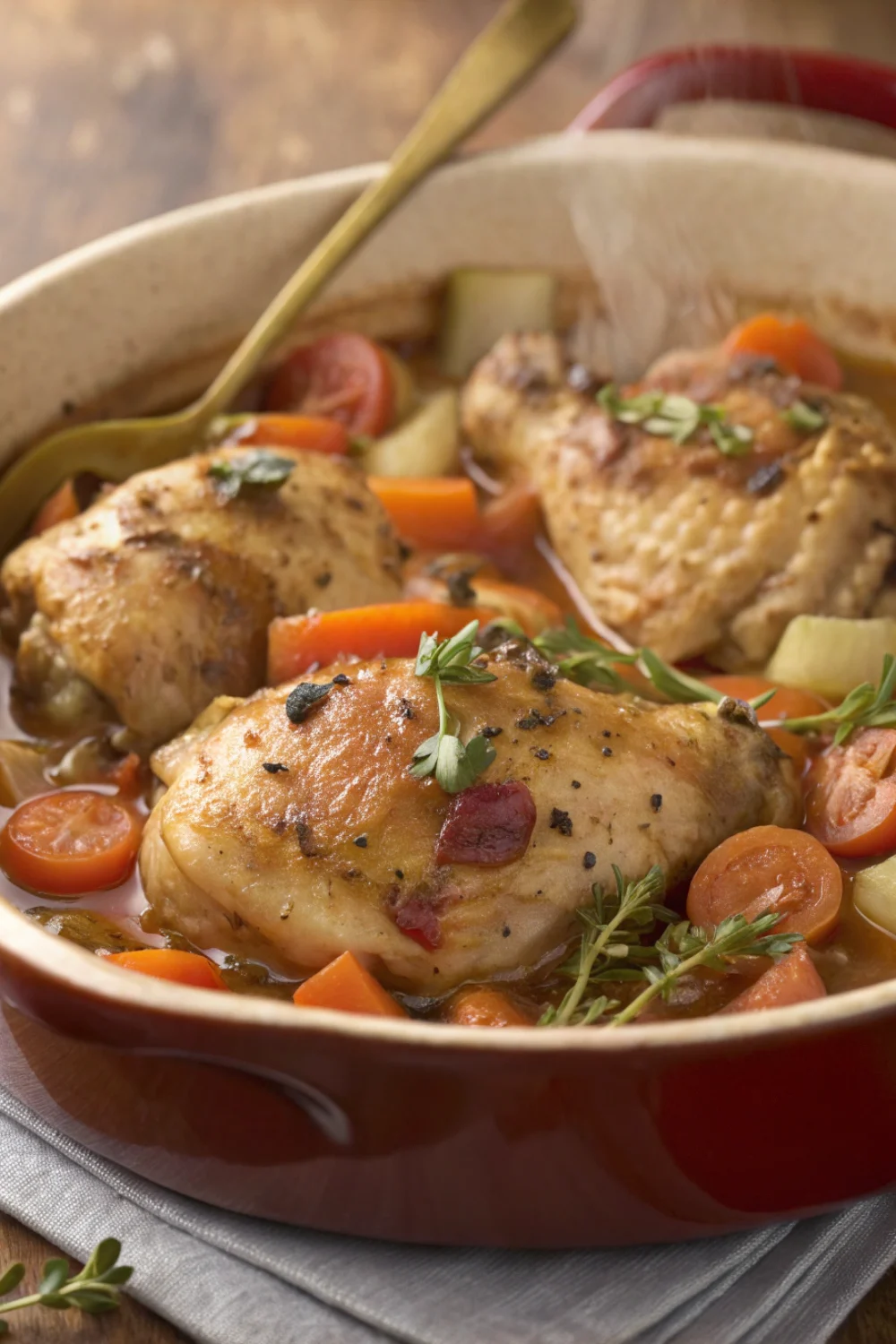 Poulet mijoté à la provençale
