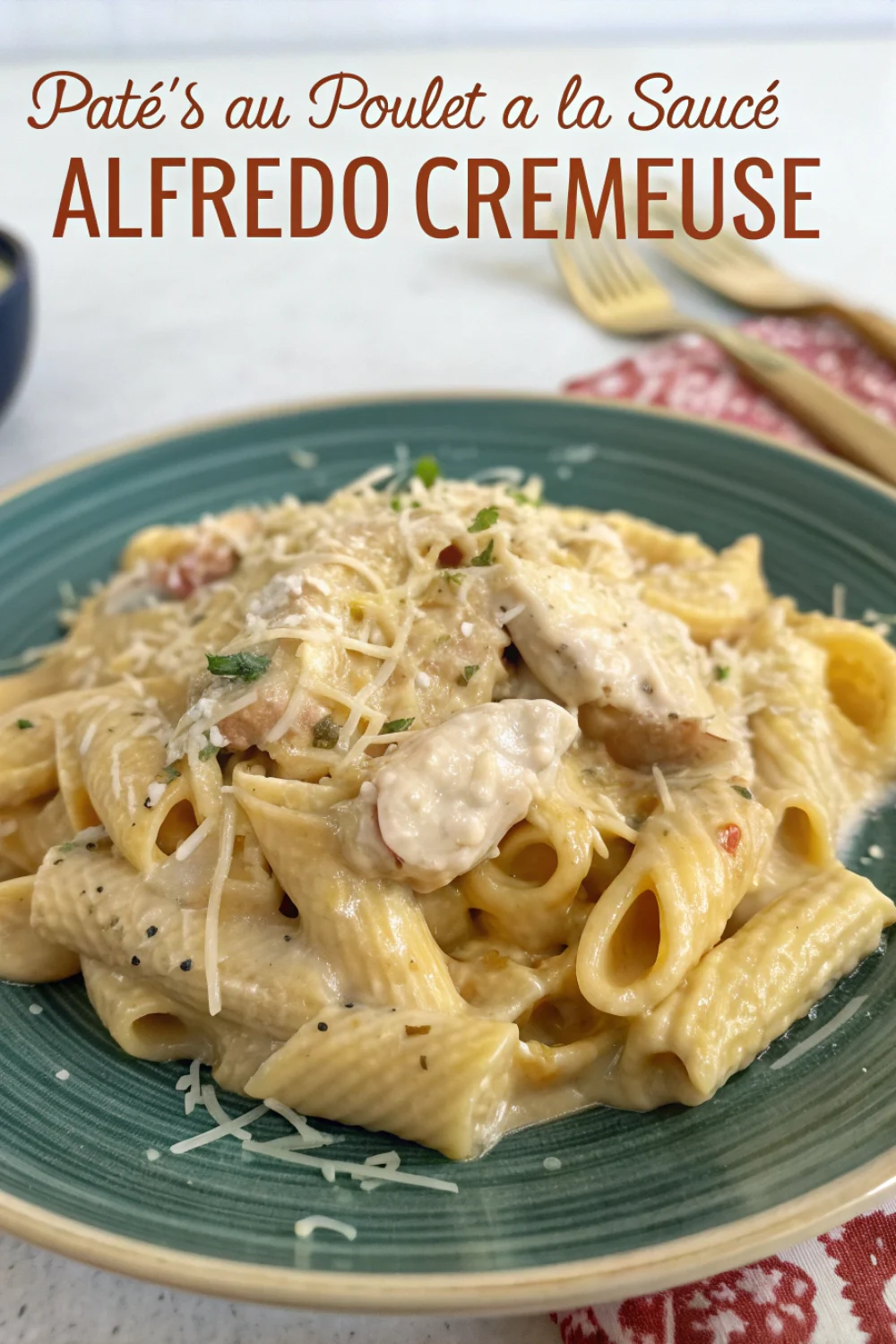 Pâtes au Poulet à la Sauce Alfredo Crémeuse