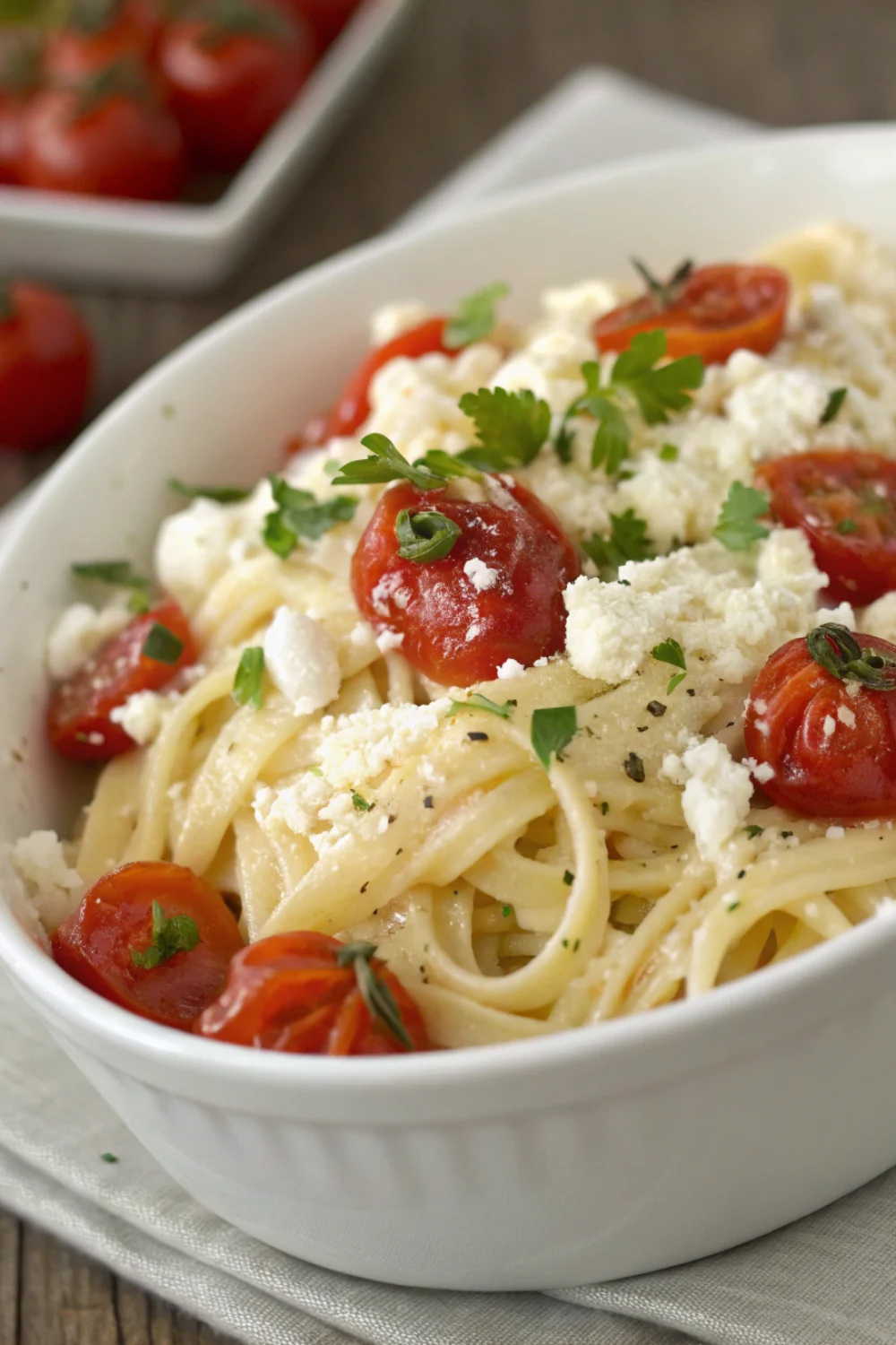 Pâtes crémeuses à la feta et tomates cerises