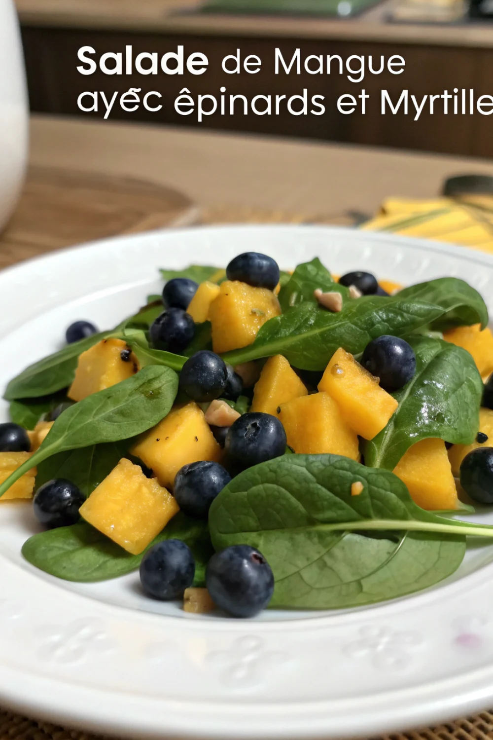 Salade de Mangue avec Épinards et Myrtilles