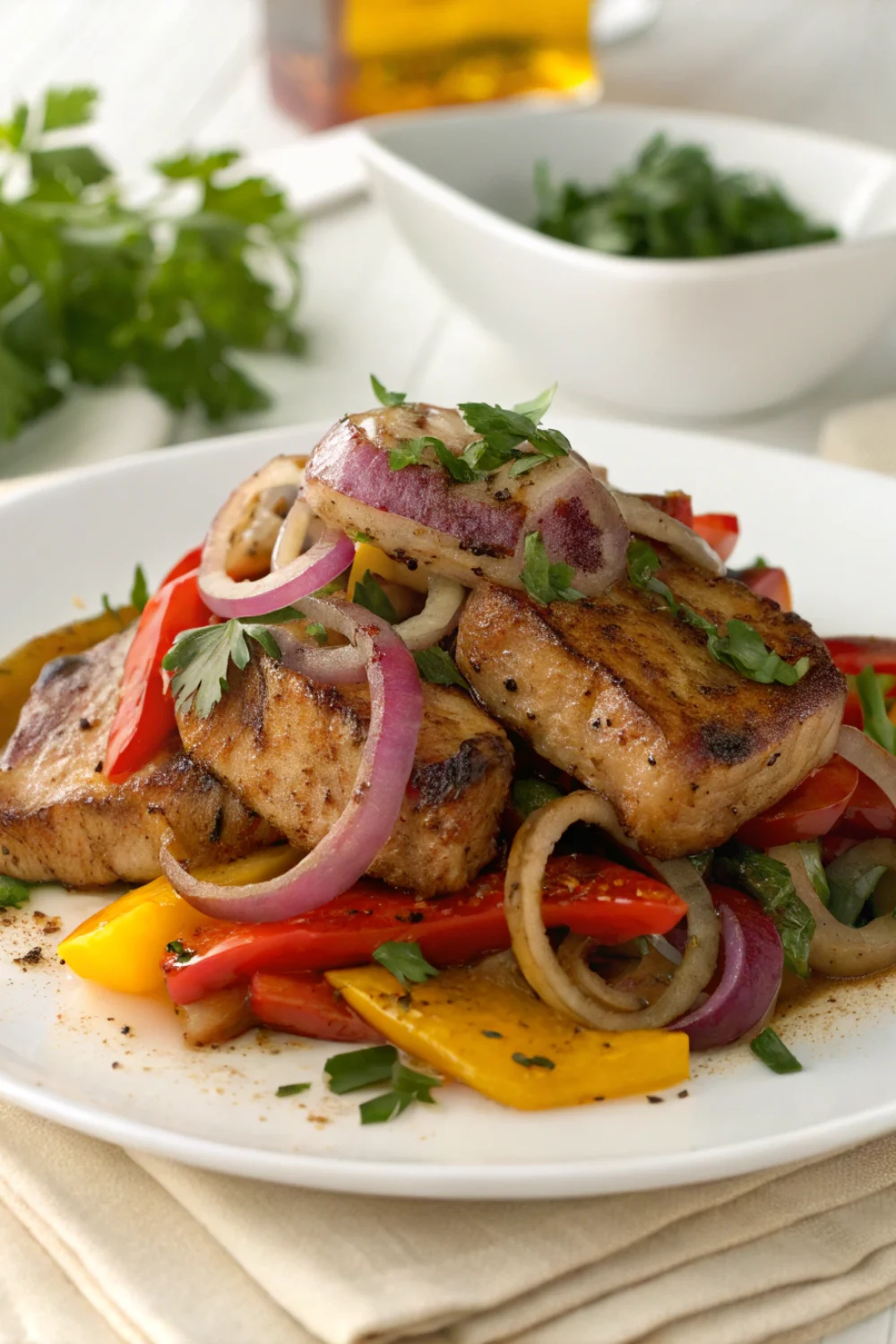 Sauté de porc aux oignons et poivrons