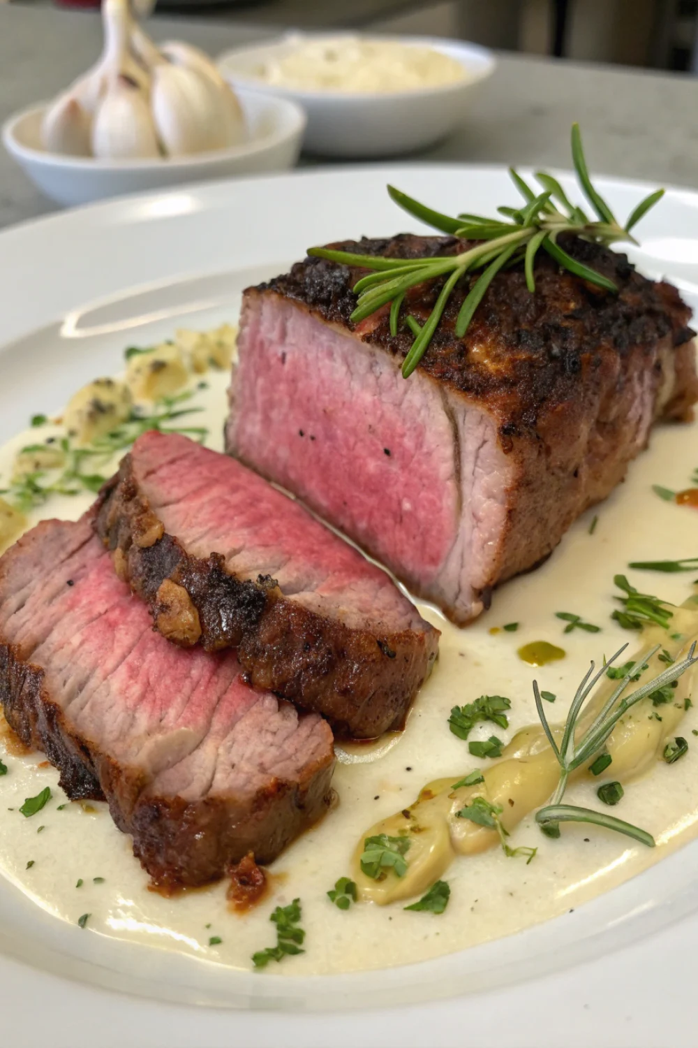Steak Juteux avec Sauce Crémeuse à l'Ail