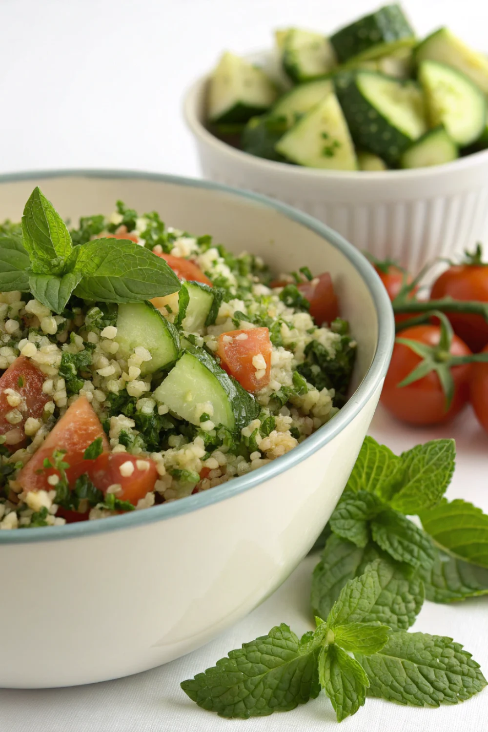 Taboulé au concombre et aux herbes fraîches