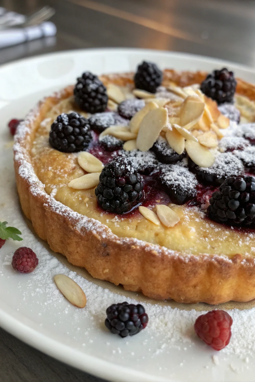 Tarte briochée aux mûres et à la crème d'amandes