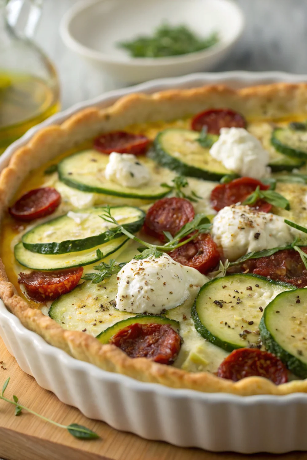 Tarte courgettes, ricotta et chorizo