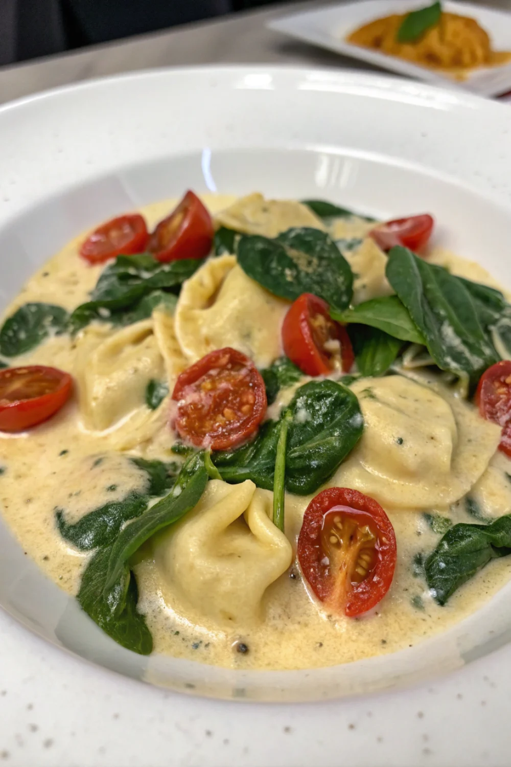 Tortellinis Crémeux aux Épinards et Tomates