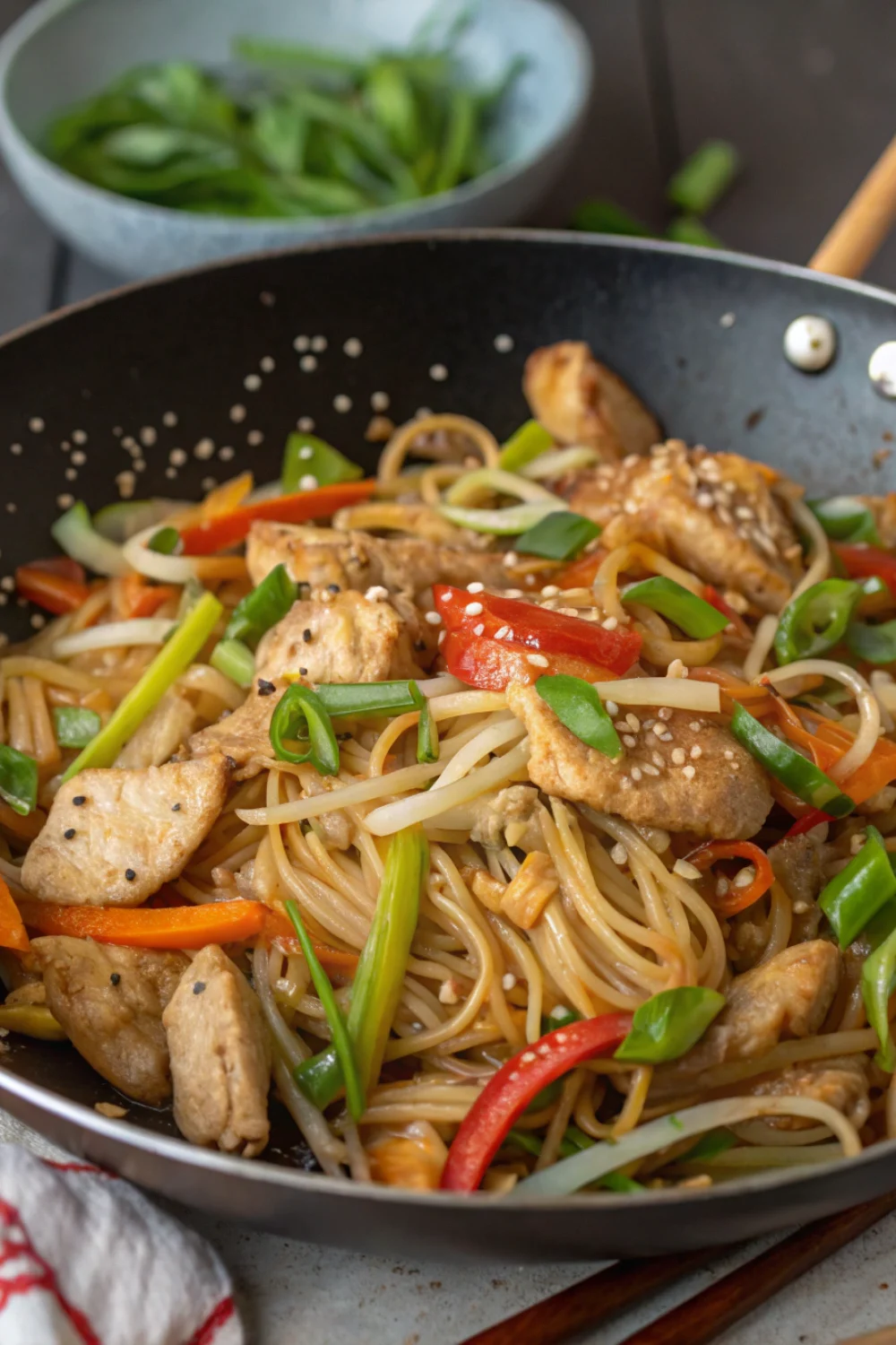 Wok de Poulet aux Nouilles et Légumes