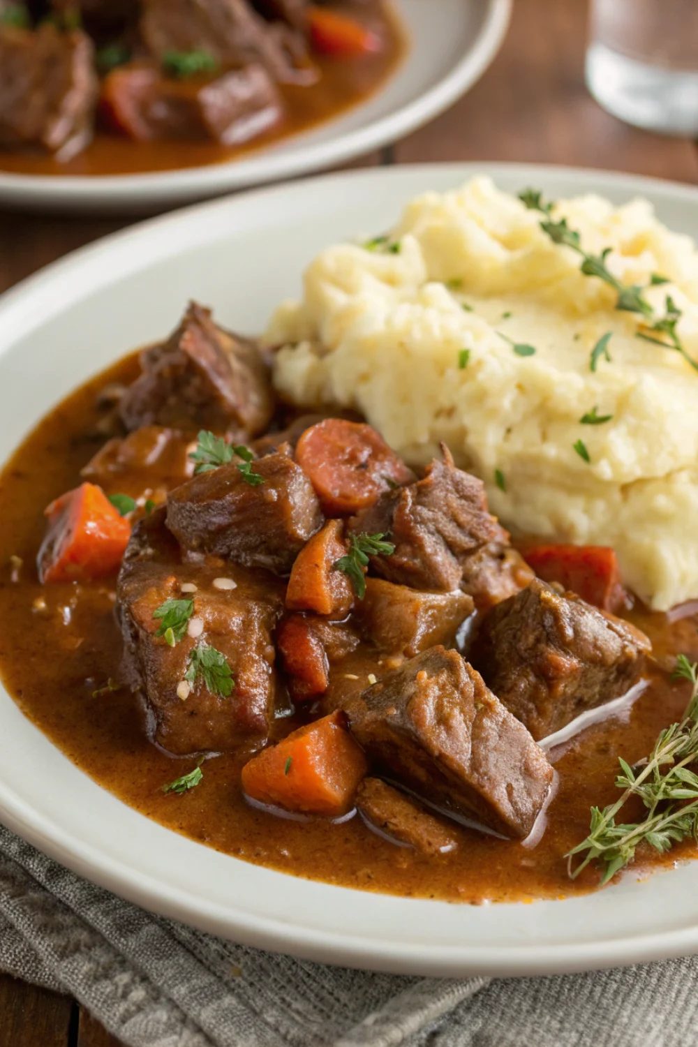 bœuf braisé en sauce avec purée maison
