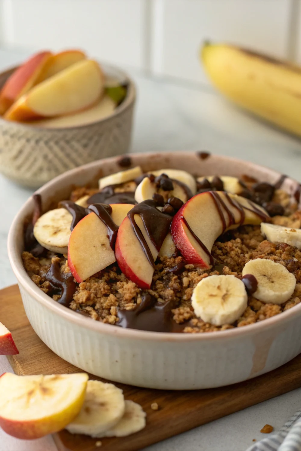 crumble pomme banane au chocolat