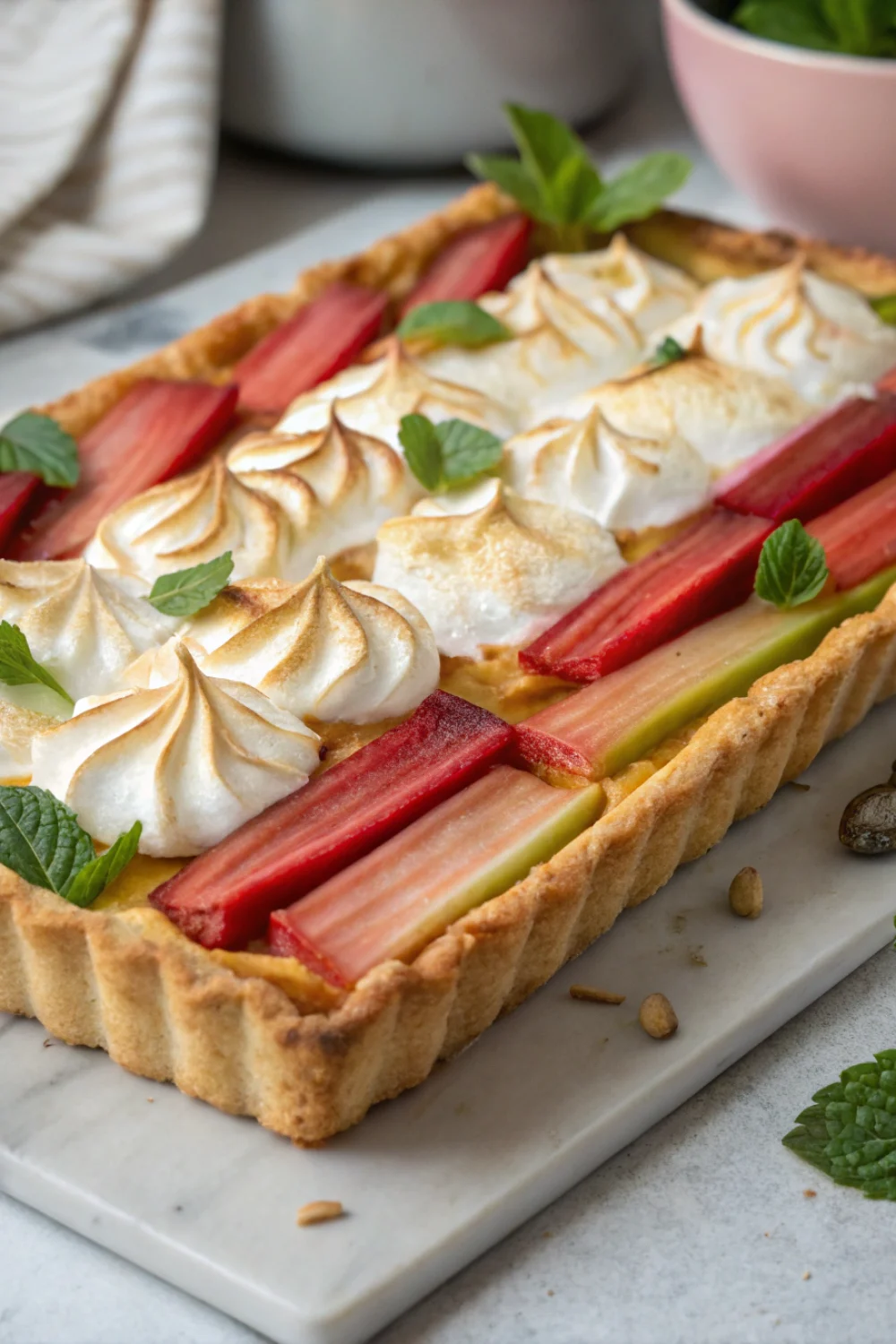 tarte rhubarbe meringuée